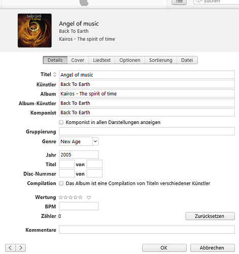 Titelnummer in iTunes