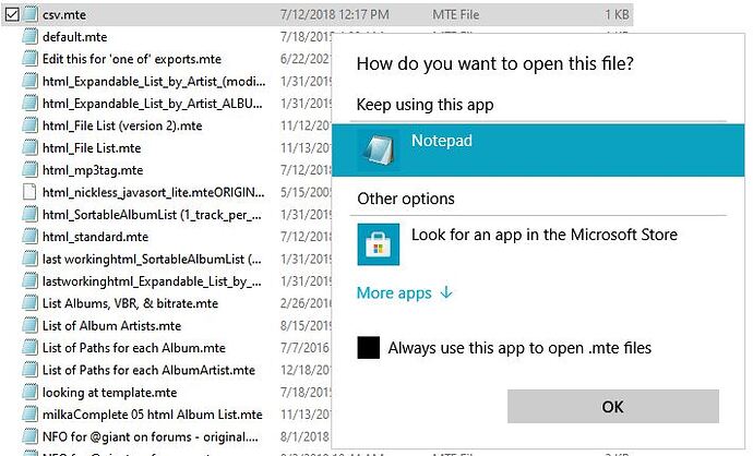 associate MTE files with Notepad