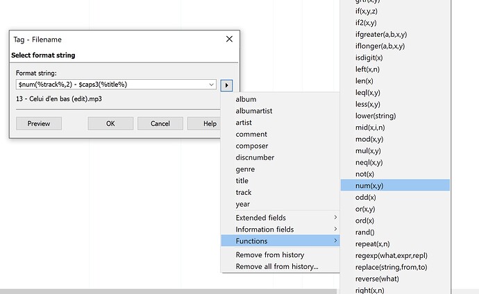 MP3tag functions