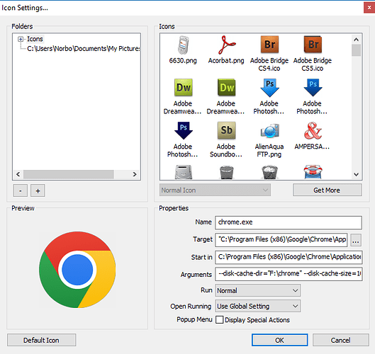 Chrome setting in shorcut