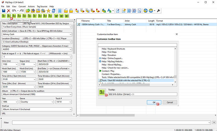 05- Mp3tag 03 v3_34-beta_8, Toolbar with icons (2nd line)_ Mp3tag takes user icons and text directly from the Customize Toolbar_Tooltip copy