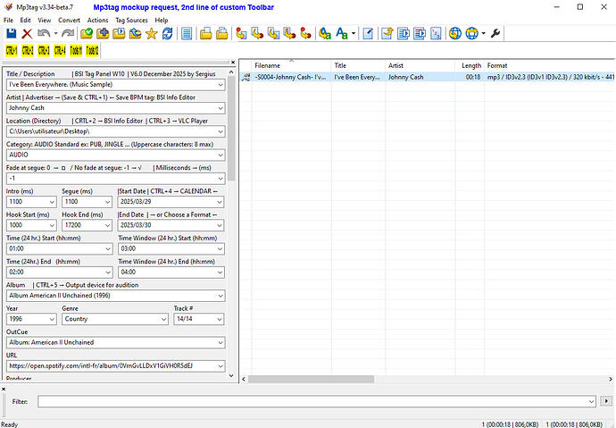 Mp3tag mockup request, 2nd line of custom Toolbar copy