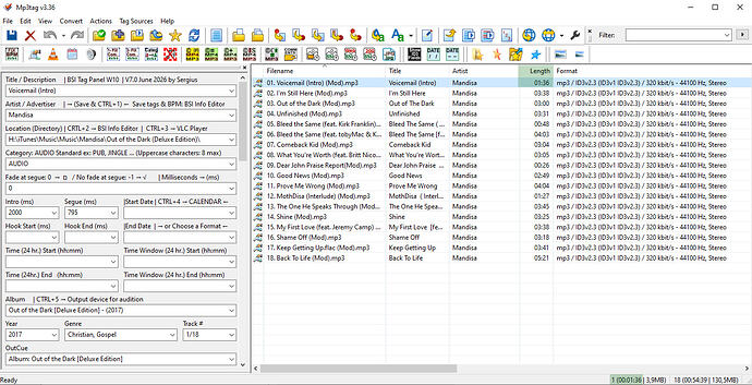 01- Mp3tag_Length_1 song of 18