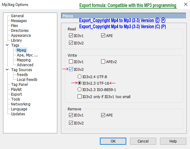 02-1_2) Mp3tag Options Mpeg_ID3v2_ ID3v2_3 UTF-16 copy