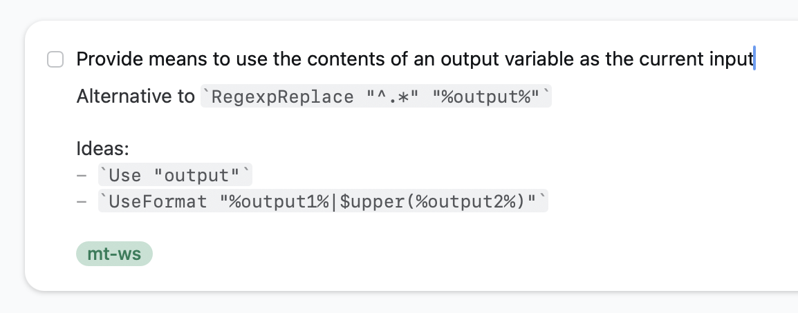 Use contents of an output variable as current input - Web Sources ...